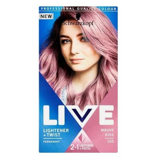 Schwarzkopf Live 2in1 Lightener Plus Twist Permanent Hair Dye 105 Mauve Kiss