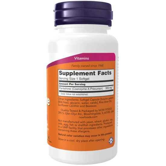 NOW Foods Pantethine 300mg Softgels 60 Softgels