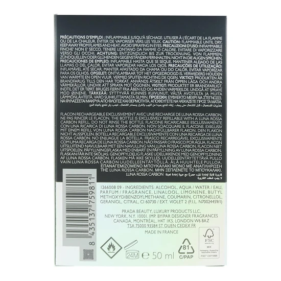 Prada Luna Rossa Carbon Eau De Toilette 50ml