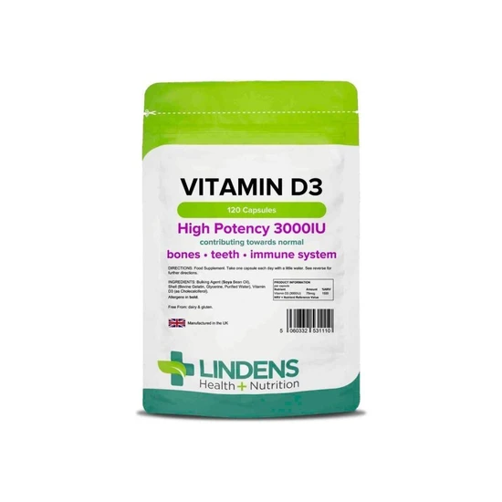 Lindens Vitamin D3 3000IU Capsules 120 Capsules