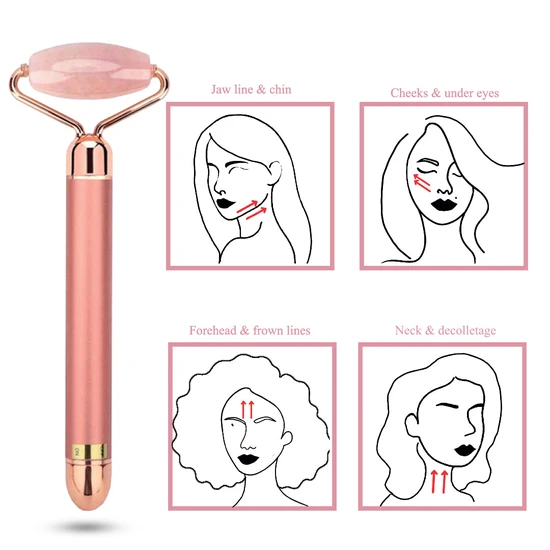 Erth Skin London Rose Quartz Electrical Massage Youth Facial Roller