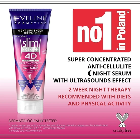 Eveline Slim 4d Extreme Super Concentrated Night Anti Cellulite Body Serum 250ml