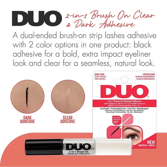 DUO 2-in-1 Brush-on Strip Lash Adhesive White/Clear + Dark Tone 5g