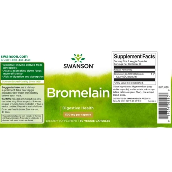 Swanson Bromelain 500mg Capsules 60 Capsules