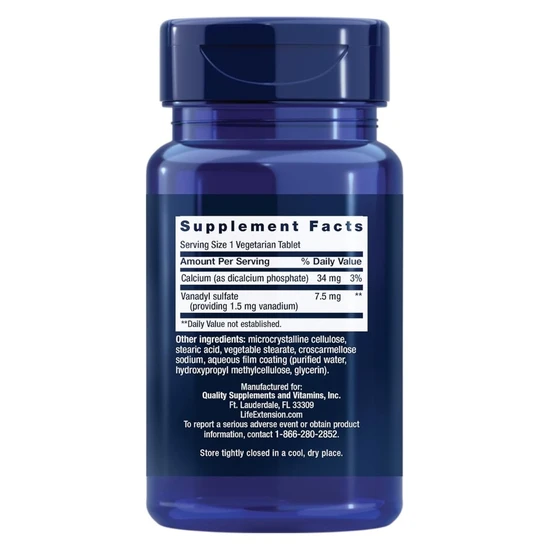 Life Extension Vanadyl Sulphate 7.5mg Tablets 100 Tablets