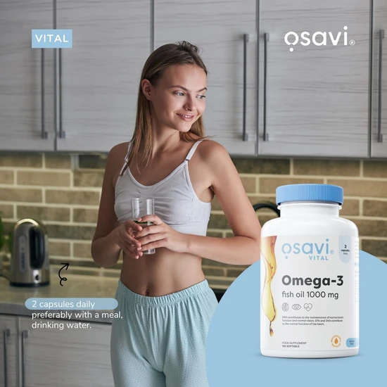 Osavi Omega-3 Fish Oil Molecularly Distilled 1000mg Softgels Lemon Flavour 120 Softgels
