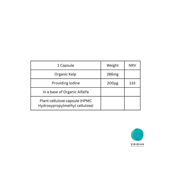 Viridian Organic Kelp 600mg Veg Caps 90 Capsules