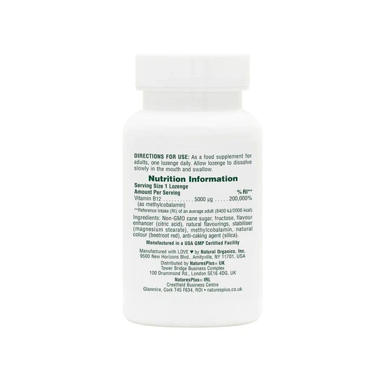 Nature's Plus Shot-O-B12 5000mcg Lozenges 30 Lozenges