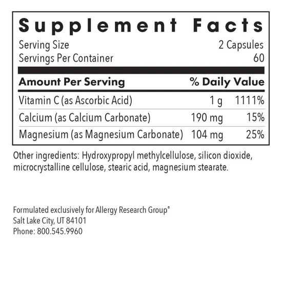 Allergy Research Group Buffered Vitamin C Capsules 120 Capsules