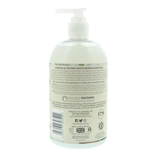 Yardley Gardenia & Coconut Milk Botanical Hand Wash 500ml