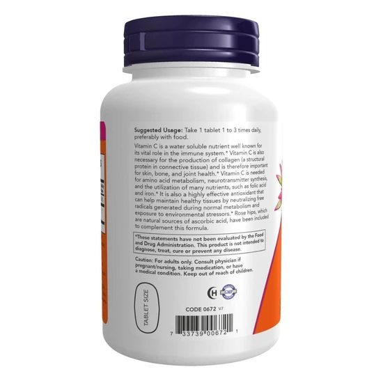 NOW Foods Vitamin C-500 With Rose Hips 250 Tablets