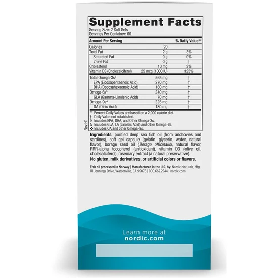 Nordic Naturals Complete Omega D3 565mg Lemon Softgels 120 Soft Gels