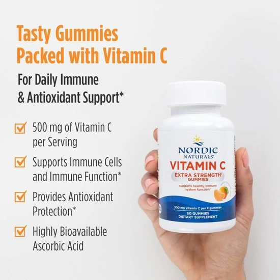 Nordic Naturals Vitamin C Extra Strength Tangerine Gummies 60 Gummies