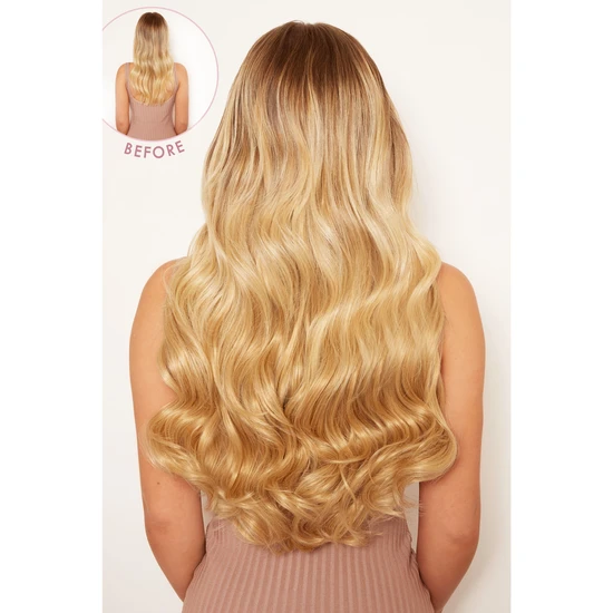 LullaBellz Super Thick 22" 5 Piece Natural Wavy Clip In Hair Extensions Bleach Blonde