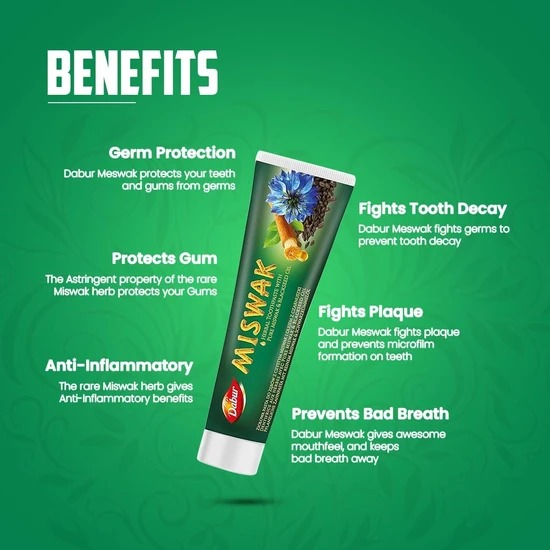 Dabur Miswak Herbal Toothpaste With Pure Miswak Extract 100ml