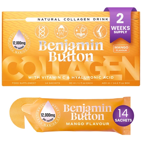 Benjamin Button Mango 12,000mg Marine Collagen Liquid Sachets x 14