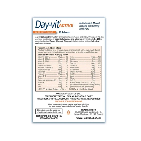 Health Aid Day-Vit Active Tablets 30 Tablets