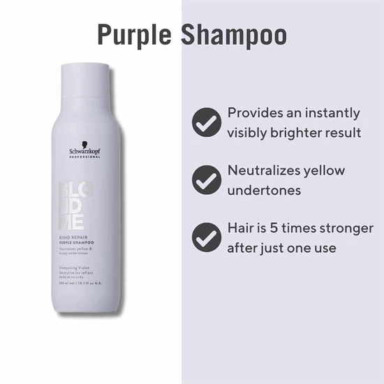 Schwarzkopf BlondMe Bond Repair Purple Neutralising Shampoo 300ml