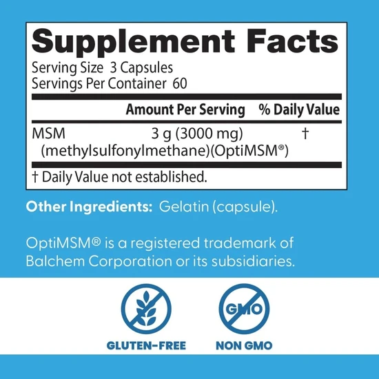 Doctor's Best MSM With OptiMSM 1000mg Capsules 180 Capsules