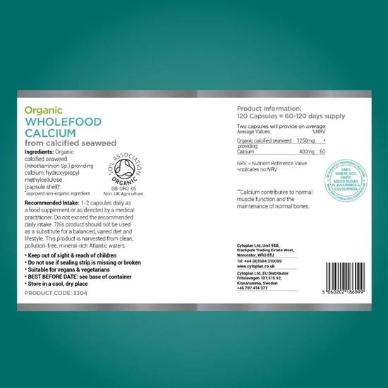 Cytoplan Organic Wholefood Calcium Capsules 120 Capsules