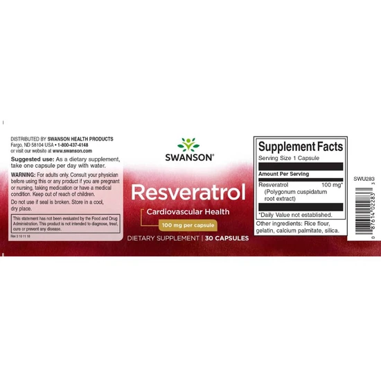 Swanson Resveratrol 100mg Capsules 30 Capsules
