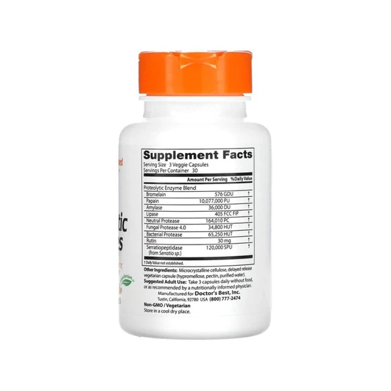 Doctor's Best Proteolytic Enzymes Vegicaps 90 Vegicaps