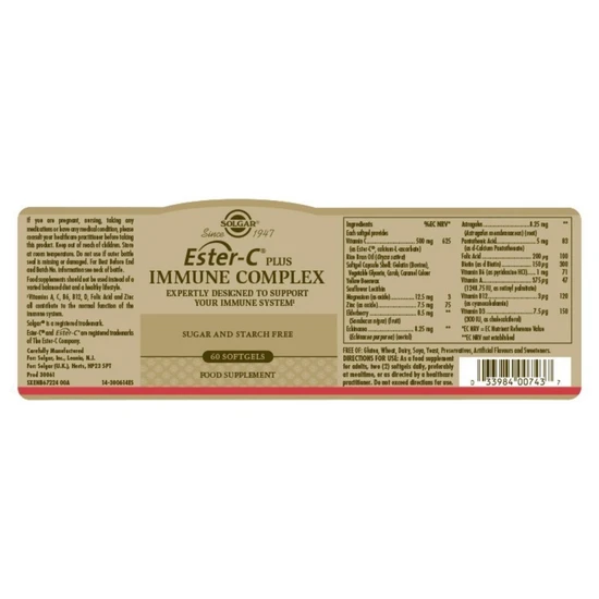 Solgar Ester-C Immune Complex Softgels 60 Softgels
