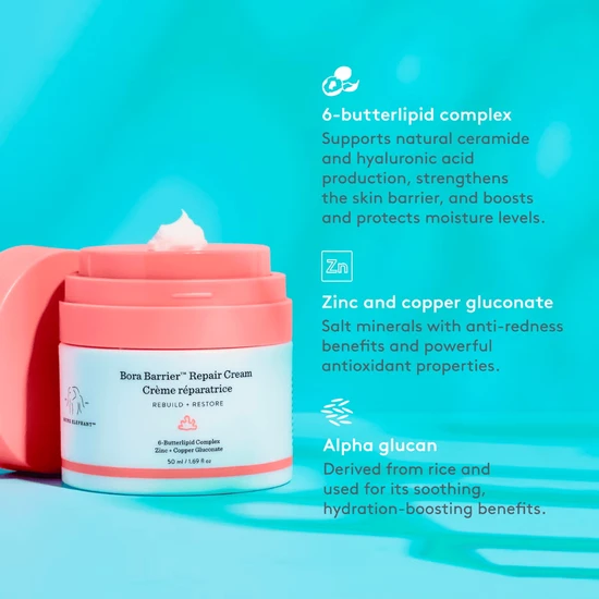 Drunk Elephant Bora Barrier Rich Repair Moisturiser With 6-Butterlipid Complex 50ml