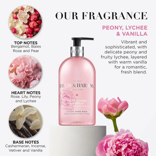 Baylis & Harding Peony Lychee & Vanilla Luxury Hand Wash 500ml
