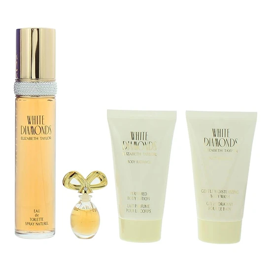 Elizabeth Taylor White Diamonds Gift Set 50ml Eau De Toilette + 50ml Body Lotion + 50ml Body Wash + 10ml Eau De Toilette