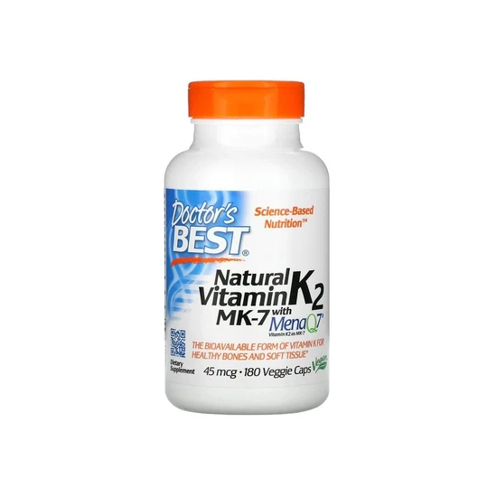 Doctor's Best Natural Vitamin K2 MK7 With MenaQ7, 45mcg Vegicaps 180 Vegicaps