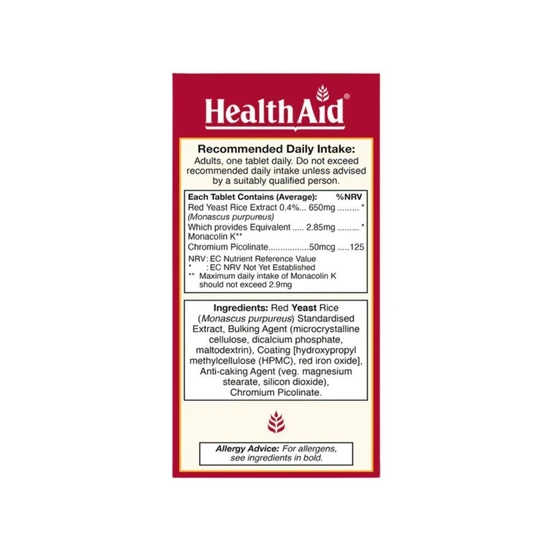 Health Aid Red Yeast Rice Tablets 90 Tablets