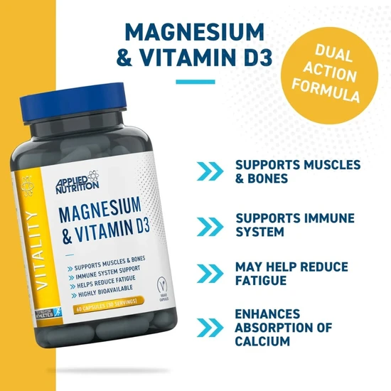 Applied Nutrition Magnesium & Vitamin D3 Capsules 60 Capsules