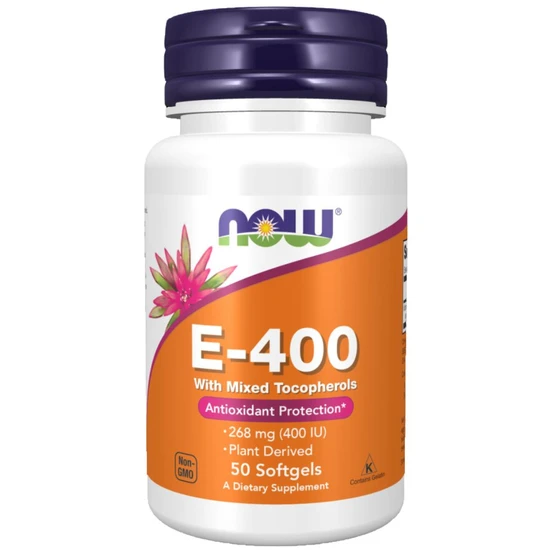 NOW Foods Vitamin E-400 Natural Mixed Tocopherols Softgels 50 Softgels
