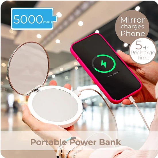 Stylpro Flip 'N' Charge Power Bank Compact LED Mirror