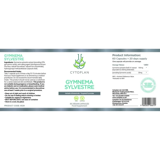 Cytoplan Gymnema Sylvestre Capsules 60 Capsules