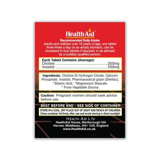 Health Aid Choline & Inositol Tablets 60 Tablets