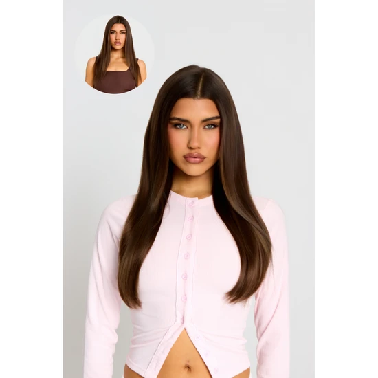 LullaBellz Thick 18" 1 Piece Straight Clip In Hair Extensions Blondette Browns