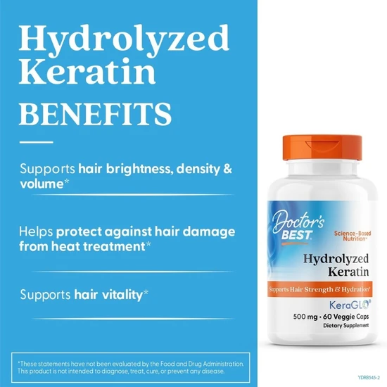 Doctor's Best Hydrolyzed Keratin 500mg Vegicaps 60 Vegicaps