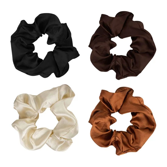 Brushworks Satin Scrunchies Natural 4 Pack