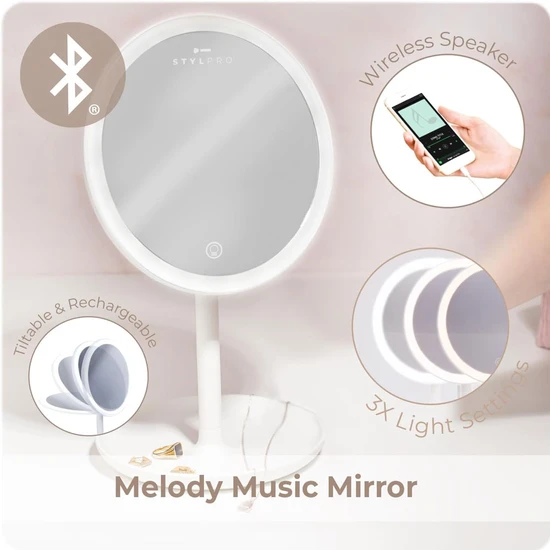 Stylpro Melody Rechargeable Bluetooth Mirror