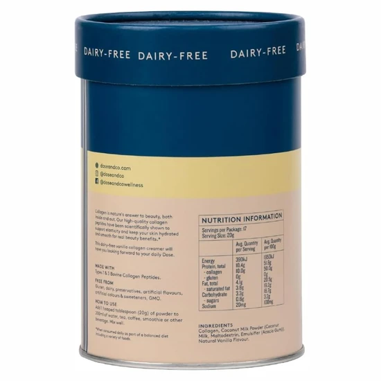 Dose & Co Dairy Free Collagen Creamer Vanilla 340g