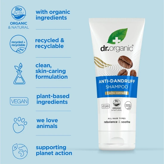 Dr. Organic Organic Plus Anti Dandruff Shampoo With Coffee 200ml