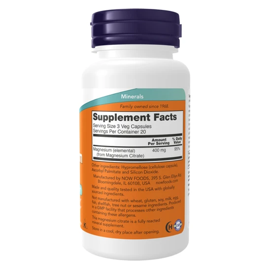 NOW Foods Magnesium Citrate 400mg Capsules 120 Capsules