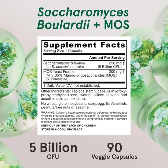 Jarrow Formulas Saccharomyces Boulardii + MOS 90 Veg Caps