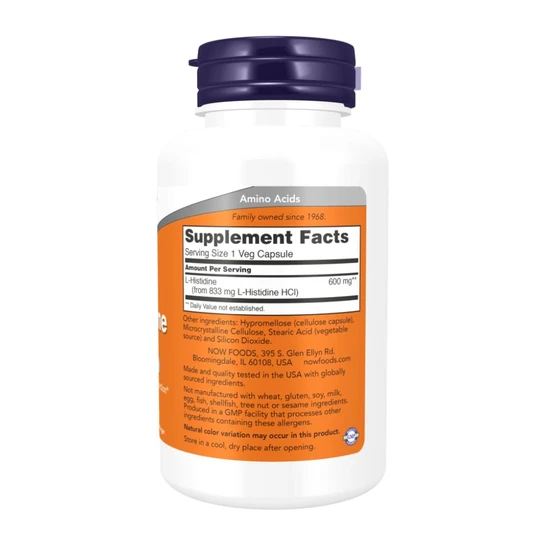 NOW Foods L-Histidine 600mg 60 Capsules
