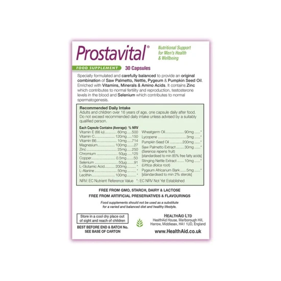 Health Aid ProstaVital Capsules 30 Capsules