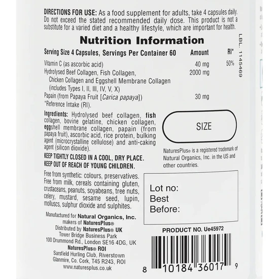 Nature's Plus NaturesPlus Collagen Peptides Capsules 240 Capsules
