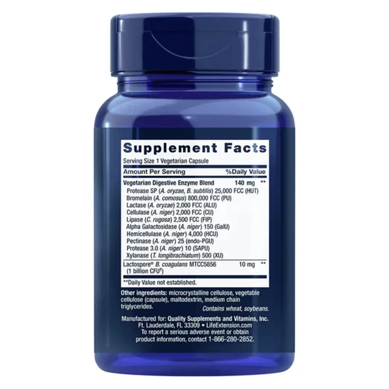 Life Extension Enhanced Super Digestive Enzymes With Probiotics 60 Veg Caps