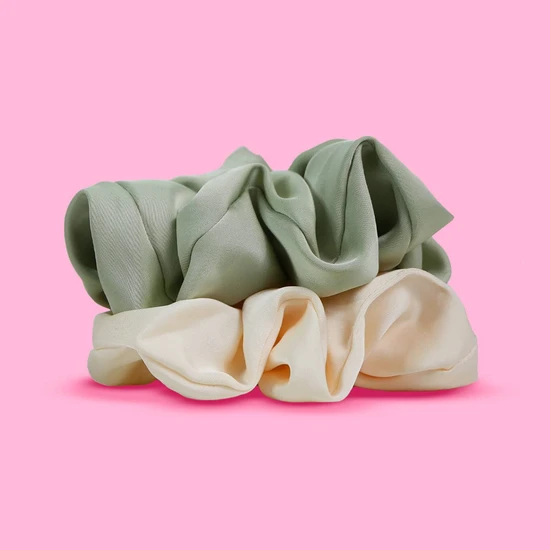 Give Me Luxury Satin Silk Hair Scrunchies Cream/Mint